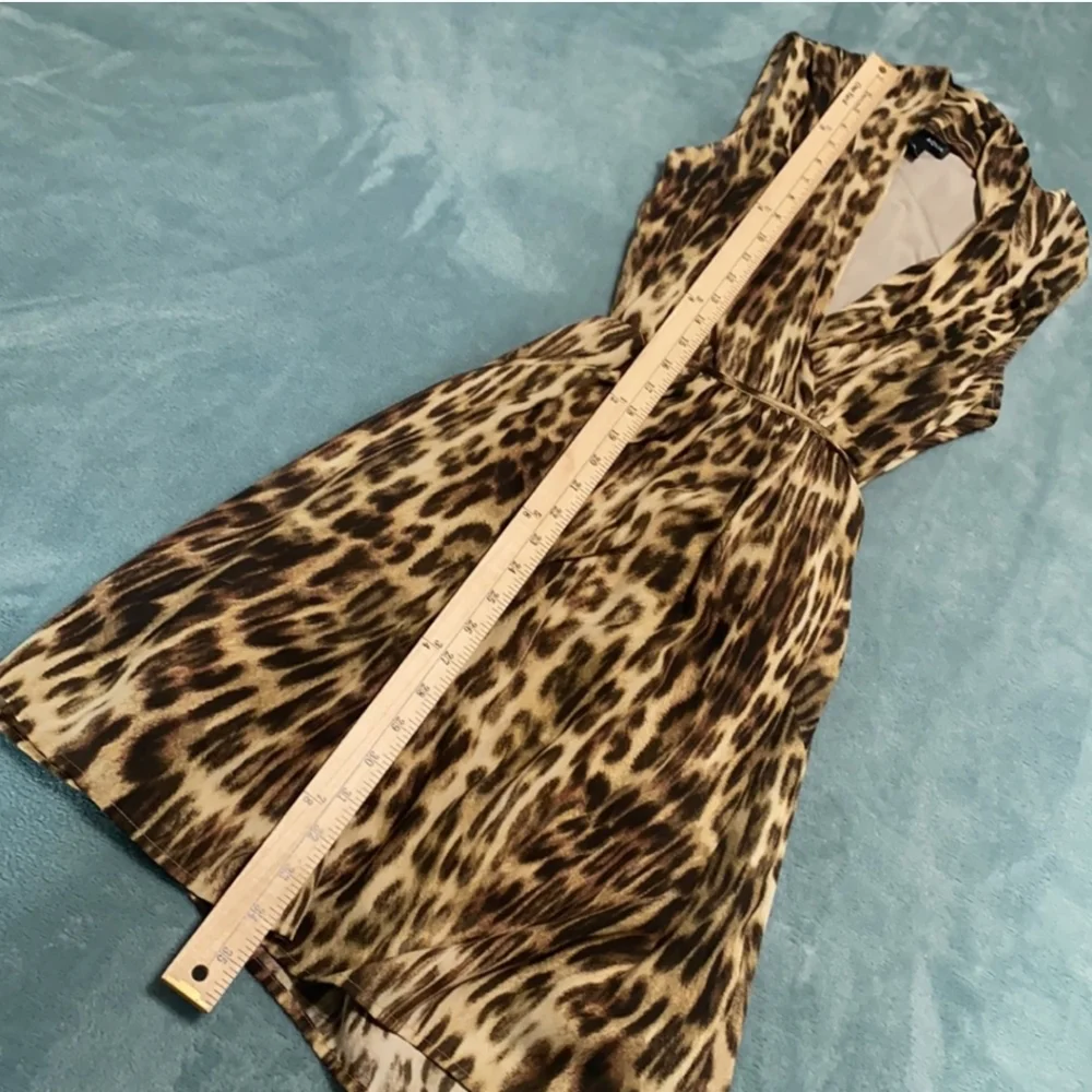 AQUA Sleeveless Animal Print Brown Belted Dress women Size M - Picture 9 of 10